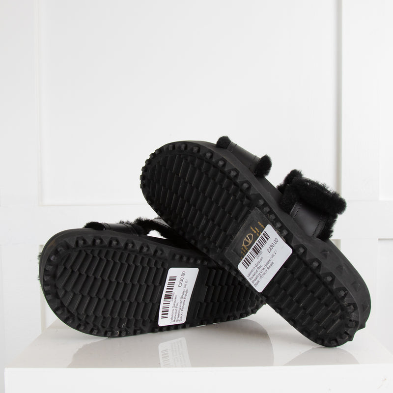 Valentino Garavani Rockstud Flat Shearling Lined Slides