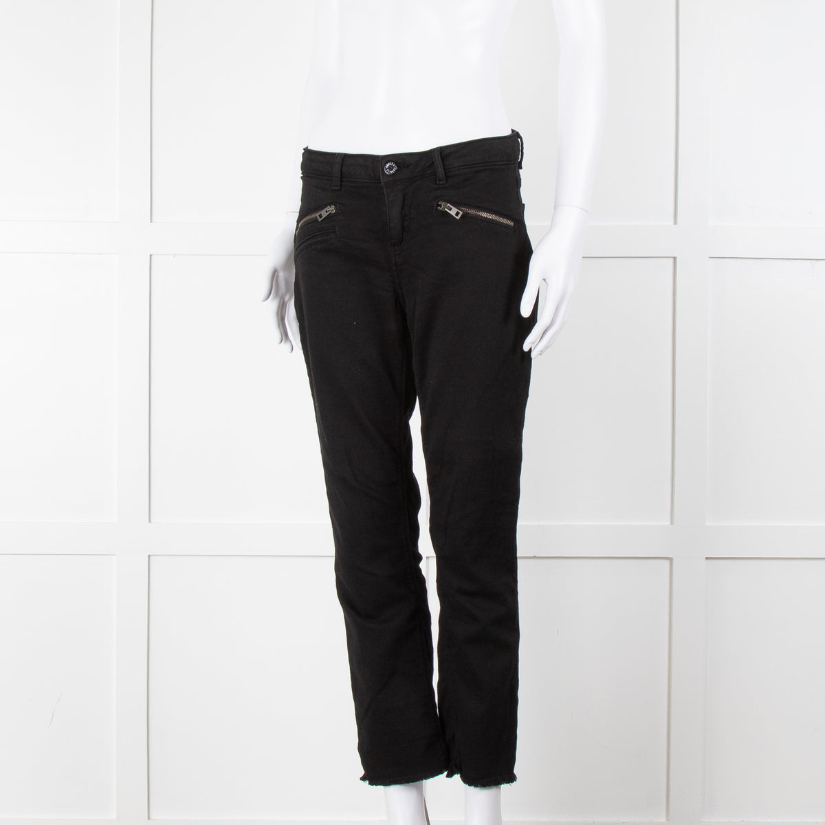Zadig & Voltiare Black Raw Hem Zip Detail Jeans