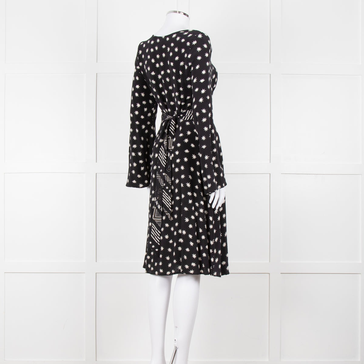 Lily & Lionel Black With White Star Print Dress With Contrast Belt