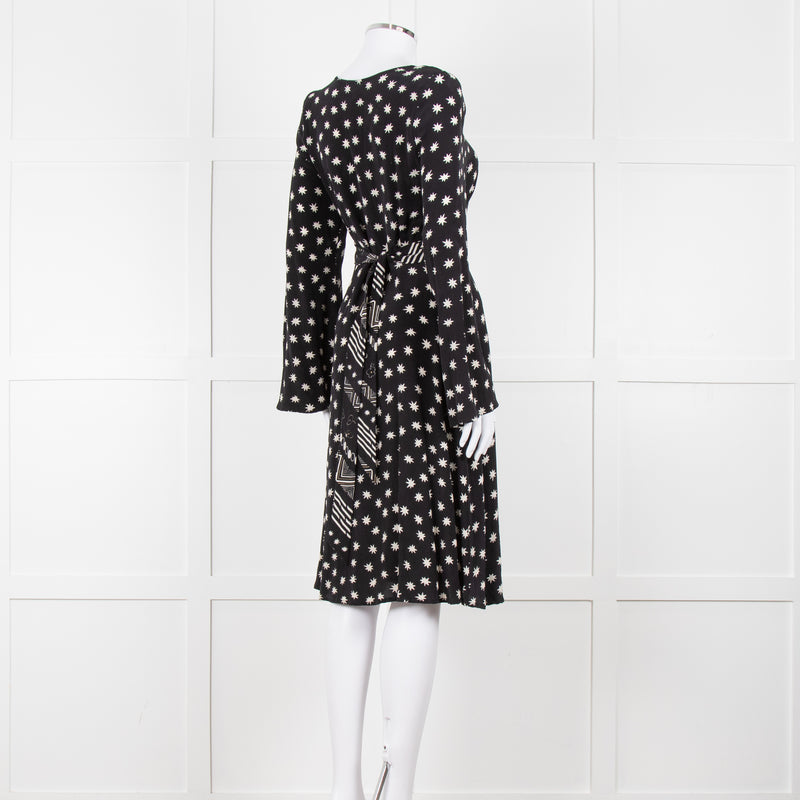 Lily & Lionel Black With White Star Print Dress With Contrast Belt
