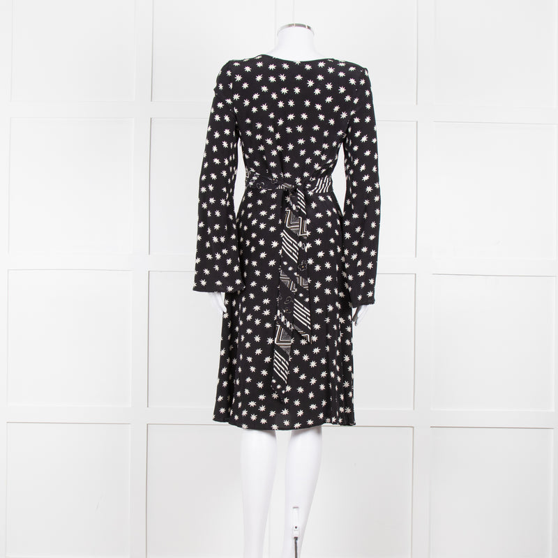Lily & Lionel Black With White Star Print Dress With Contrast Belt