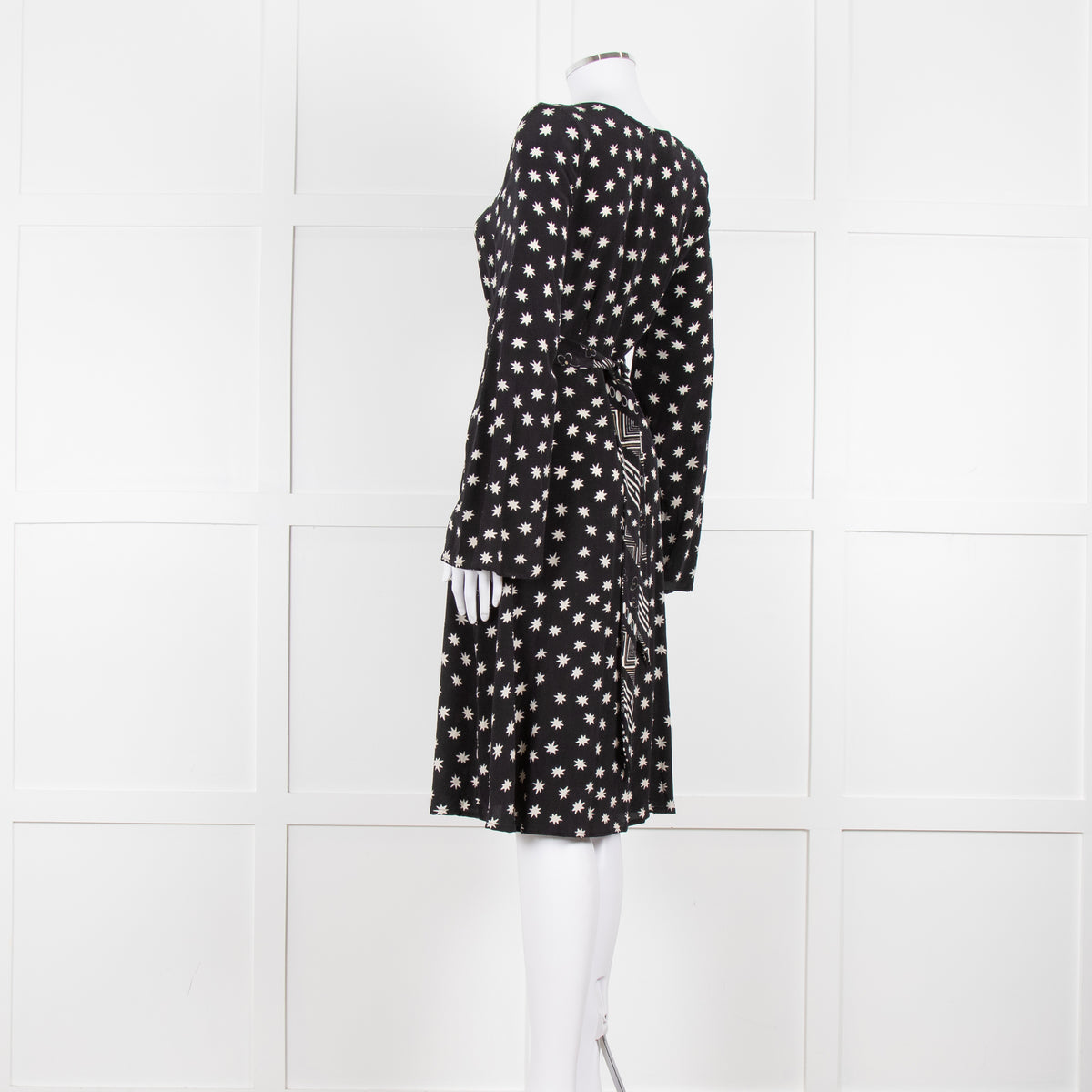 Lily & Lionel Black With White Star Print Dress With Contrast Belt