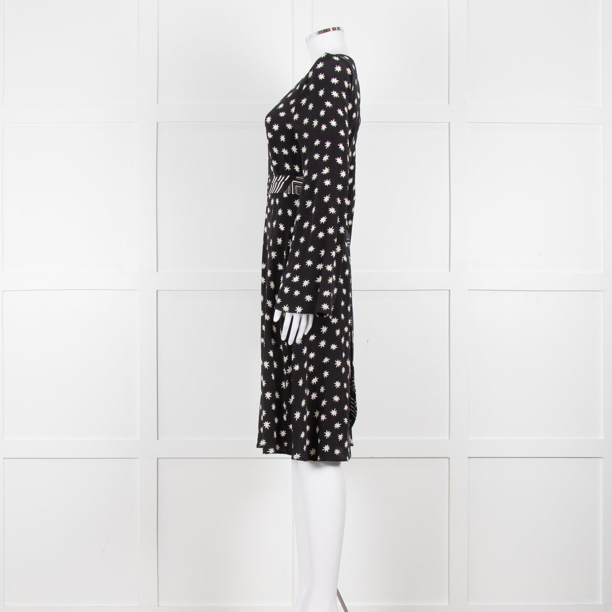 Lily & Lionel Black With White Star Print Dress With Contrast Belt