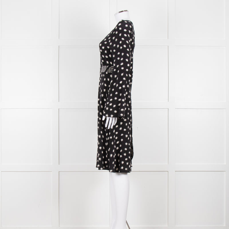 Lily & Lionel Black With White Star Print Dress With Contrast Belt