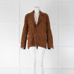 Zadig Voltaire Brown Leather Front Button Jacket