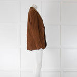 Zadig Voltaire Brown Leather Front Button Jacket