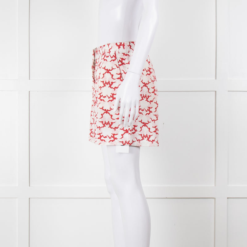 Stella McCartney White and Red Patterned Shorts