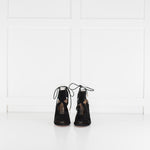 Aquazzura Black Suede Cutout Tie Up Heels