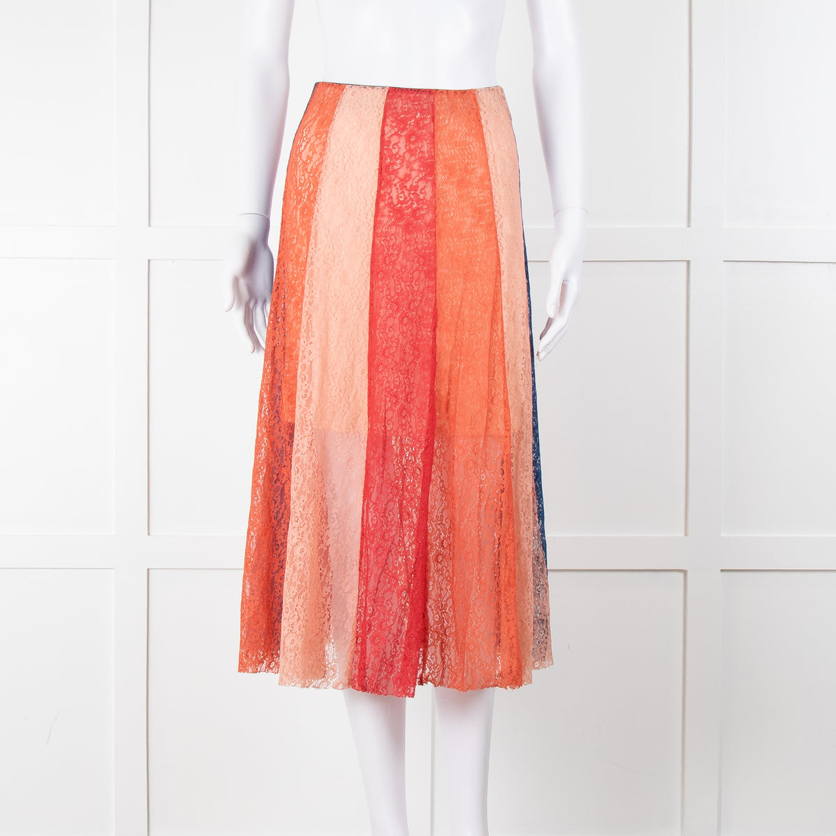 Maje Multicoloured Lace Panel Skirt With Elasticated Waist