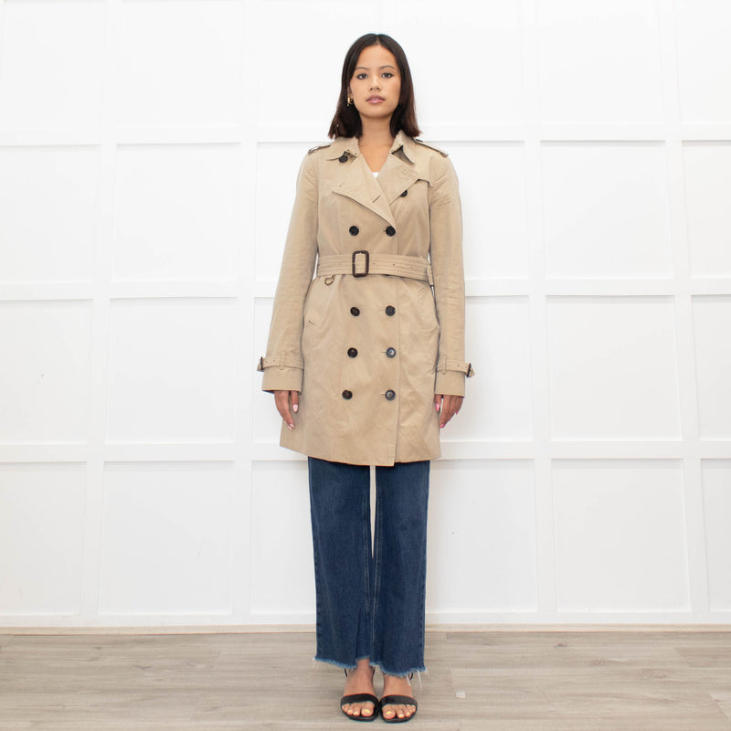 Burberry Neutral Beige Belted Short Trench Coat
