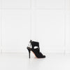 Aquazzura Black Suede Cutout Tie Up Heels