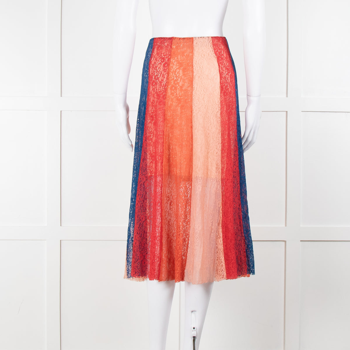 Maje Multicoloured Lace Panel Skirt With Elasticated Waist