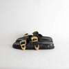 Anine Bing Black Gold Buckle Waylon Double-Strap Sliders