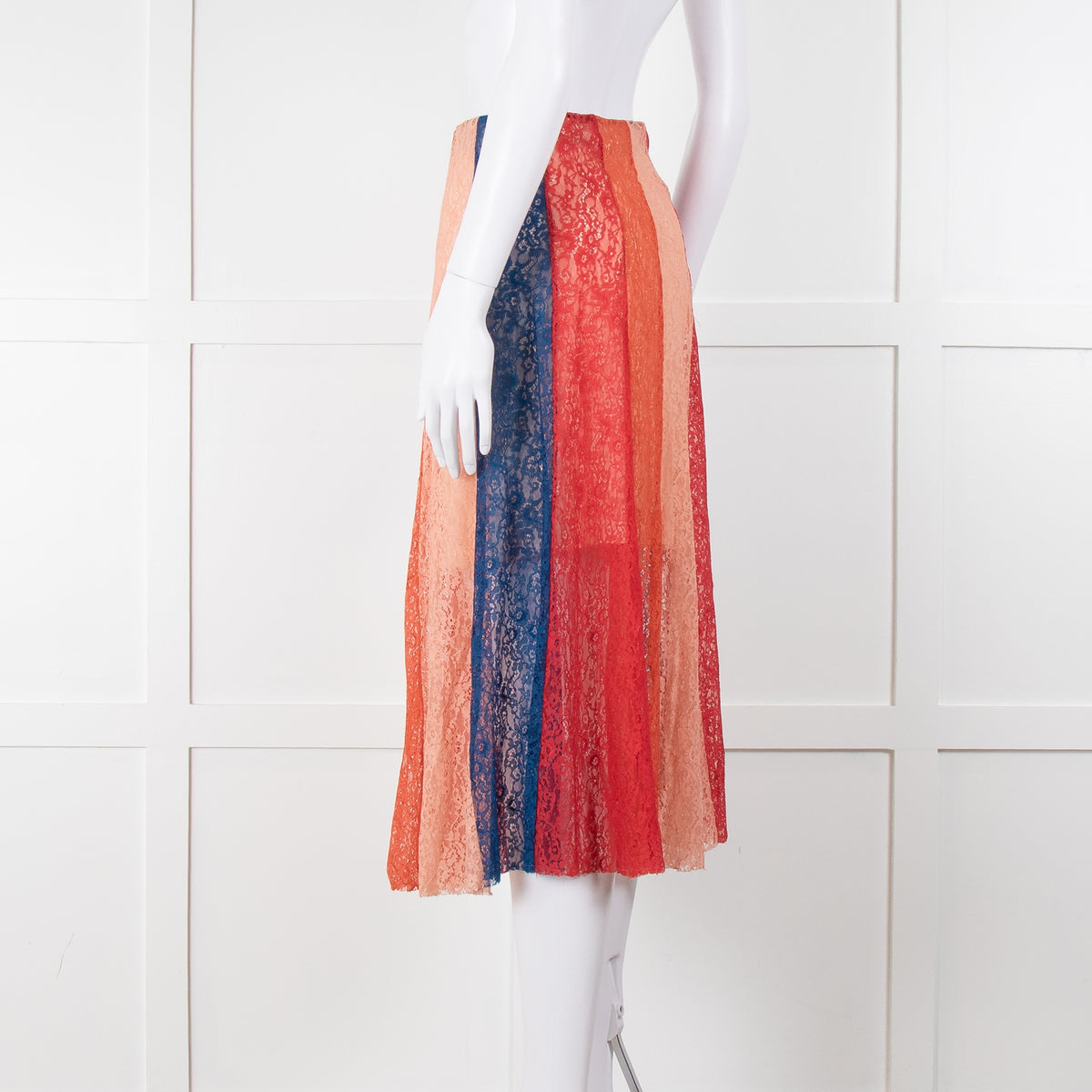 Maje Multicoloured Lace Panel Skirt With Elasticated Waist