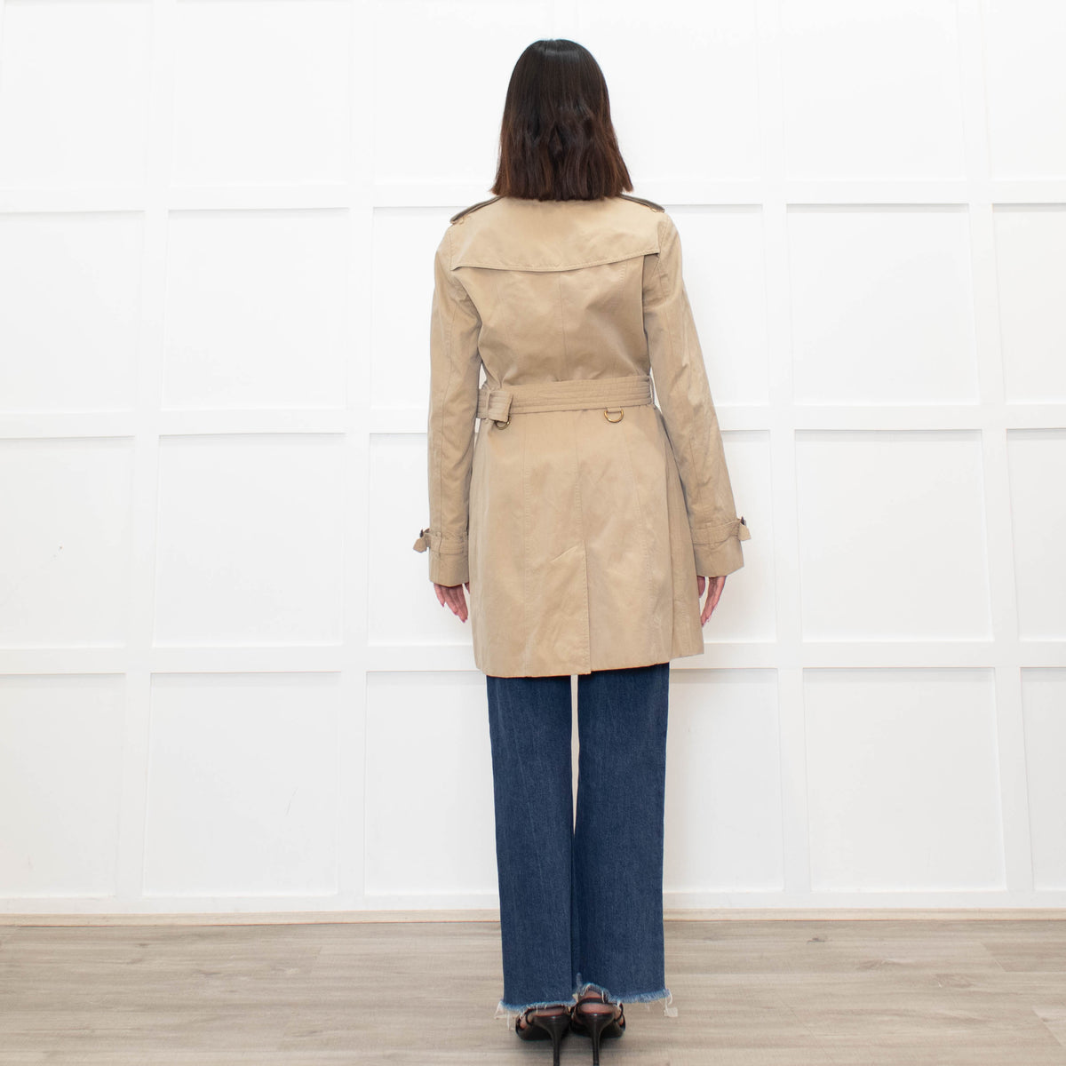 Burberry Neutral Beige Belted Short Trench Coat