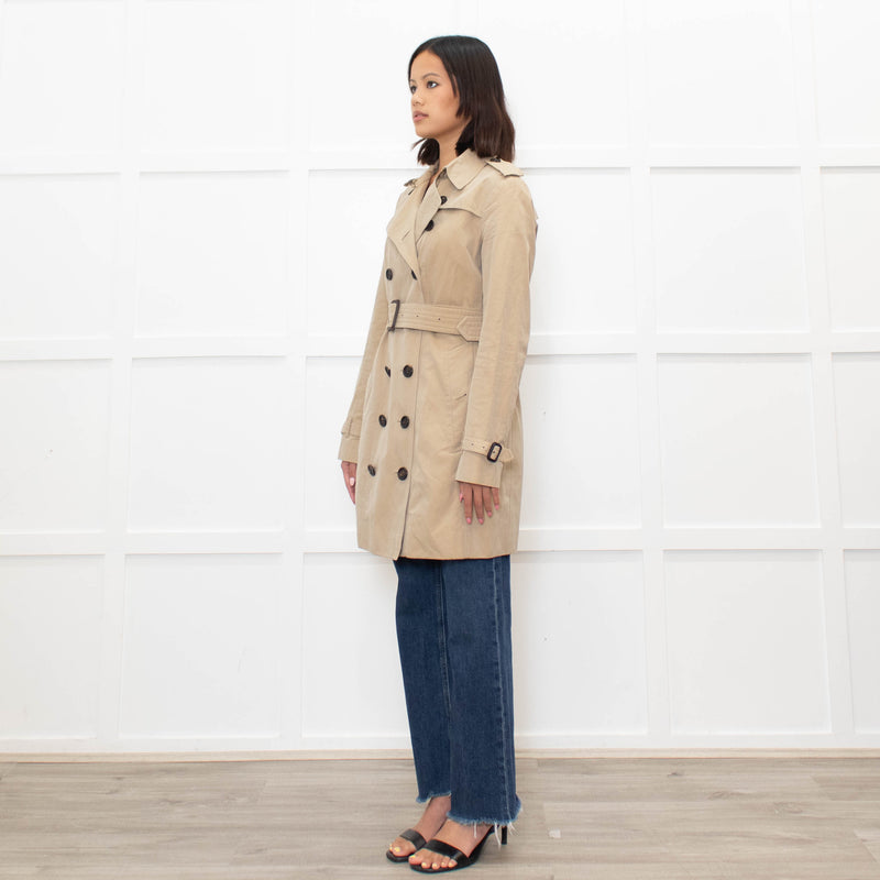 Burberry Neutral Beige Belted Short Trench Coat