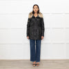 Sam Black Shiny Fabric Gold Zip Fur Collar Parka