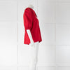 Julia Allert Red Pointy Collar Short Sleeve Blouse