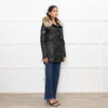 Sam Black Shiny Fabric Gold Zip Fur Collar Parka