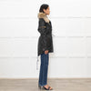 Sam Black Shiny Fabric Gold Zip Fur Collar Parka