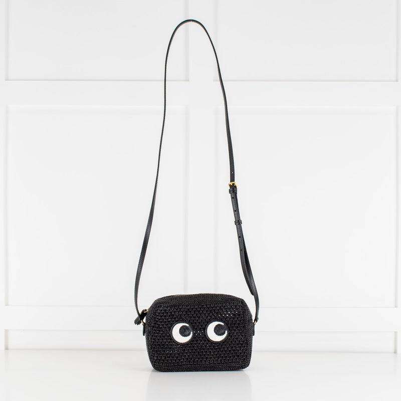 Anya Hindmarch Black Eyes Woven Crossbody Bag