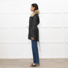 Sam Black Shiny Fabric Gold Zip Fur Collar Parka