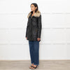 Sam Black Shiny Fabric Gold Zip Fur Collar Parka