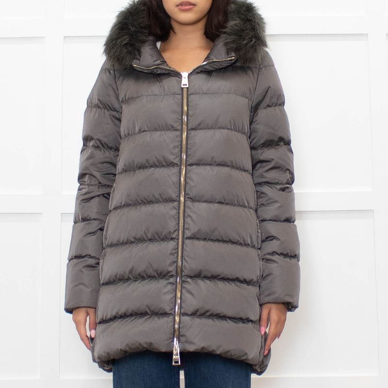Herno Grey Detachable Collar Down Padded Coat