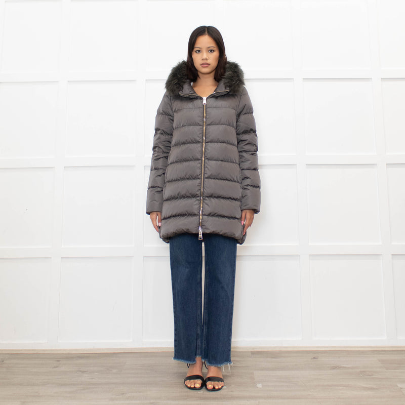 Herno Grey Detachable Collar Down Padded Coat