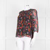 Pyrus Black, Orange, Blue Silk Floral L/S Blouse