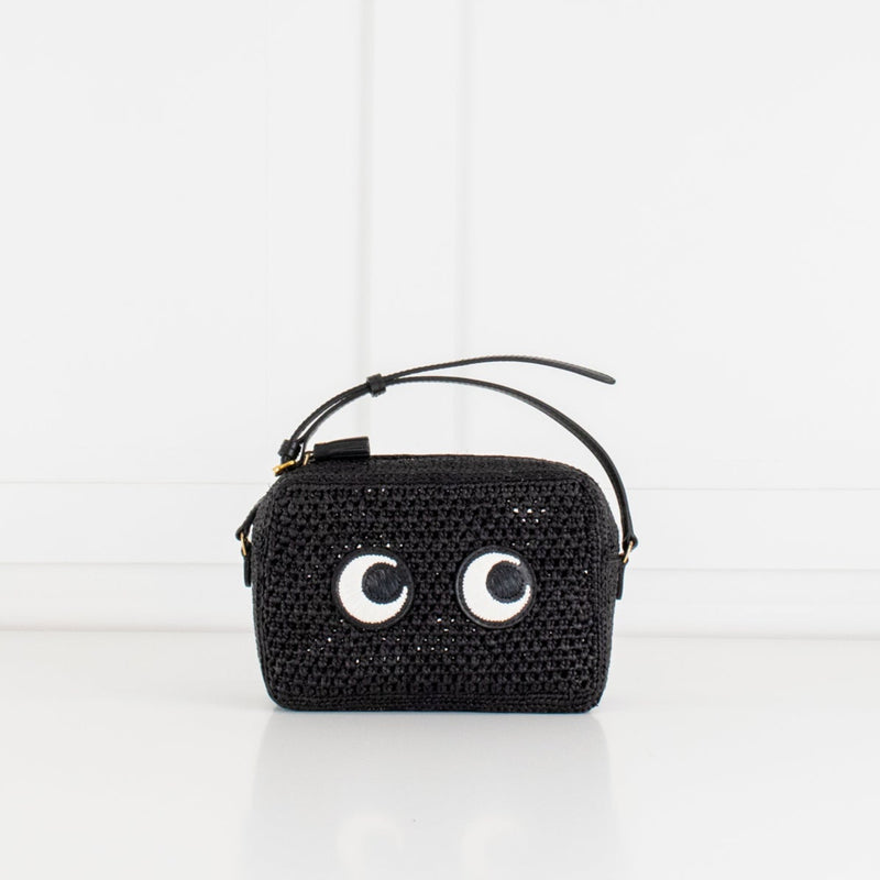Anya Hindmarch Black Eyes Woven Crossbody Bag