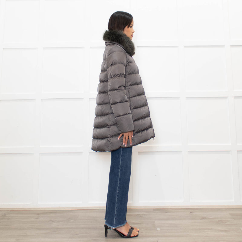 Herno Grey Detachable Collar Down Padded Coat