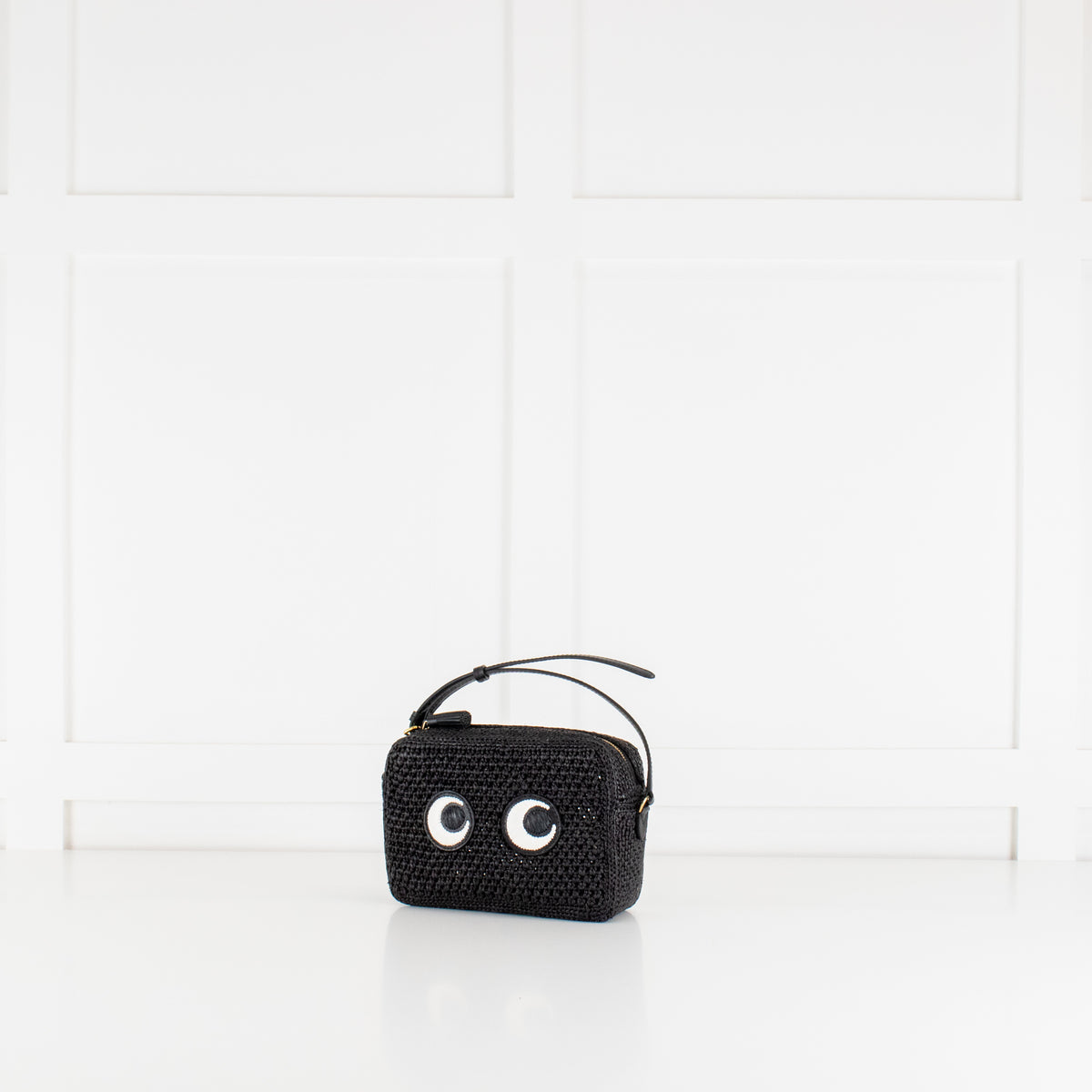 Anya Hindmarch Black Eyes Woven Crossbody Bag