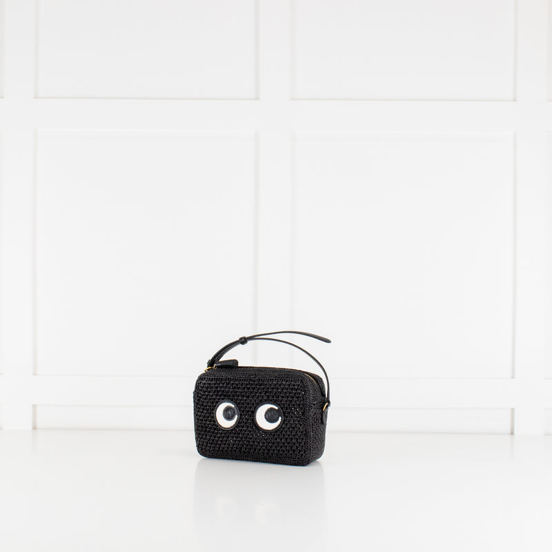 Anya Hindmarch Black Eyes Woven Crossbody Bag