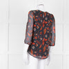 Pyrus Black, Orange, Blue Silk Floral L/S Blouse