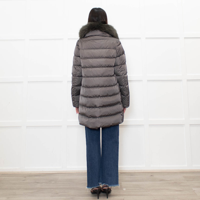Herno Grey Detachable Collar Down Padded Coat