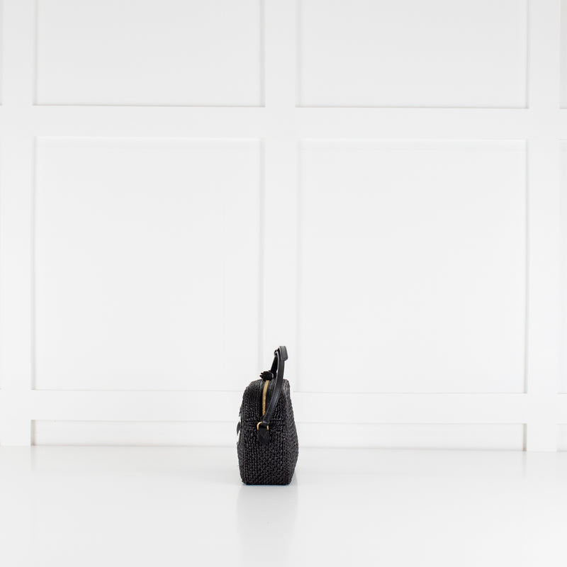 Anya Hindmarch Black Eyes Woven Crossbody Bag