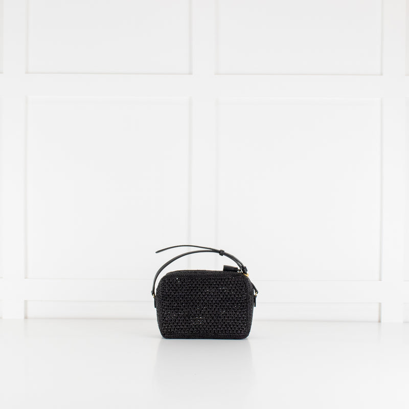 Anya Hindmarch Black Eyes Woven Crossbody Bag