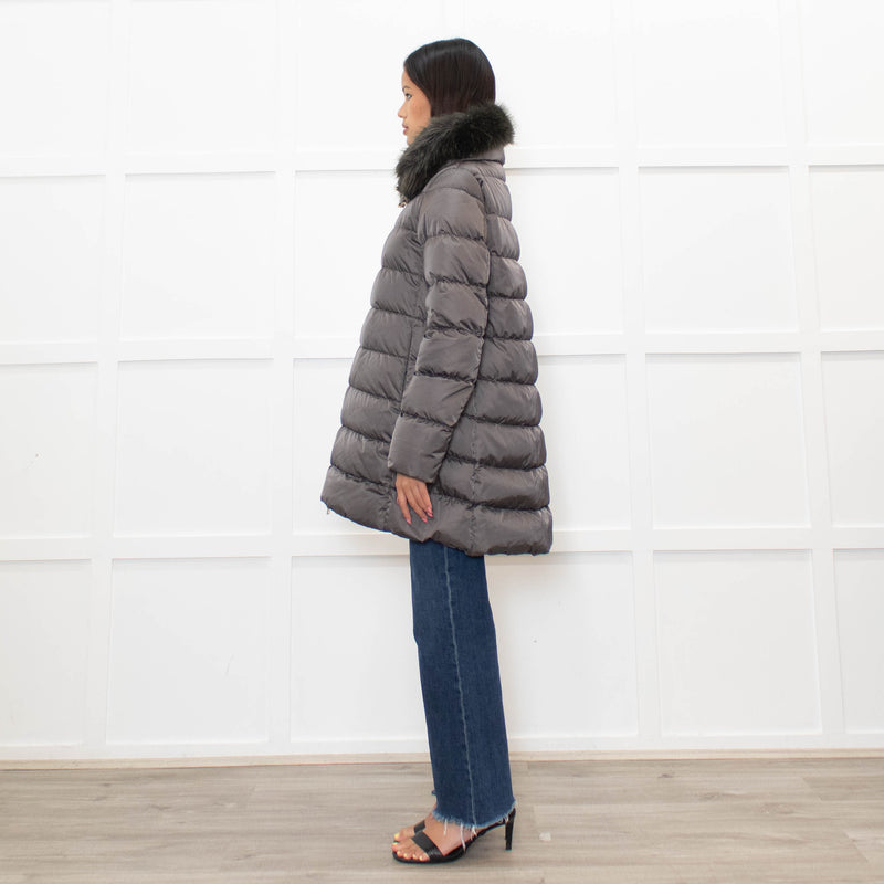 Herno Grey Detachable Collar Down Padded Coat