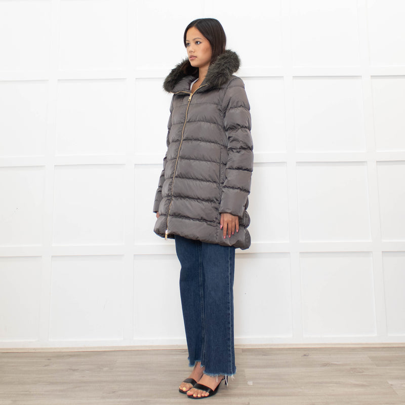 Herno Grey Detachable Collar Down Padded Coat
