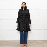 Miu Miu Black Skirt Hem Drawstring Zip Front Puffer Coat