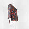 Pyrus Black, Orange, Blue Silk Floral L/S Blouse