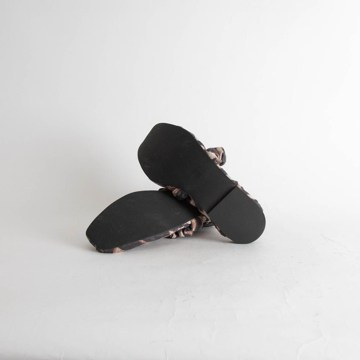 Ganni Brown Animal Print Fabric Scrunchie Ballerinas