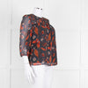 Pyrus Black, Orange, Blue Silk Floral L/S Blouse