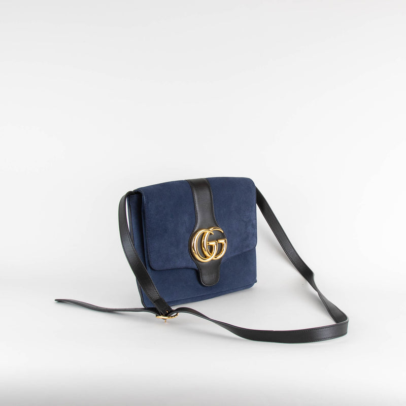 Gucci Navy Suede Arli Shoulder Bag