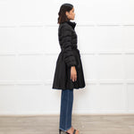 Miu Miu Black Skirt Hem Drawstring Zip Front Puffer Coat