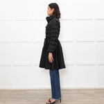 Miu Miu Black Skirt Hem Drawstring Zip Front Puffer Coat