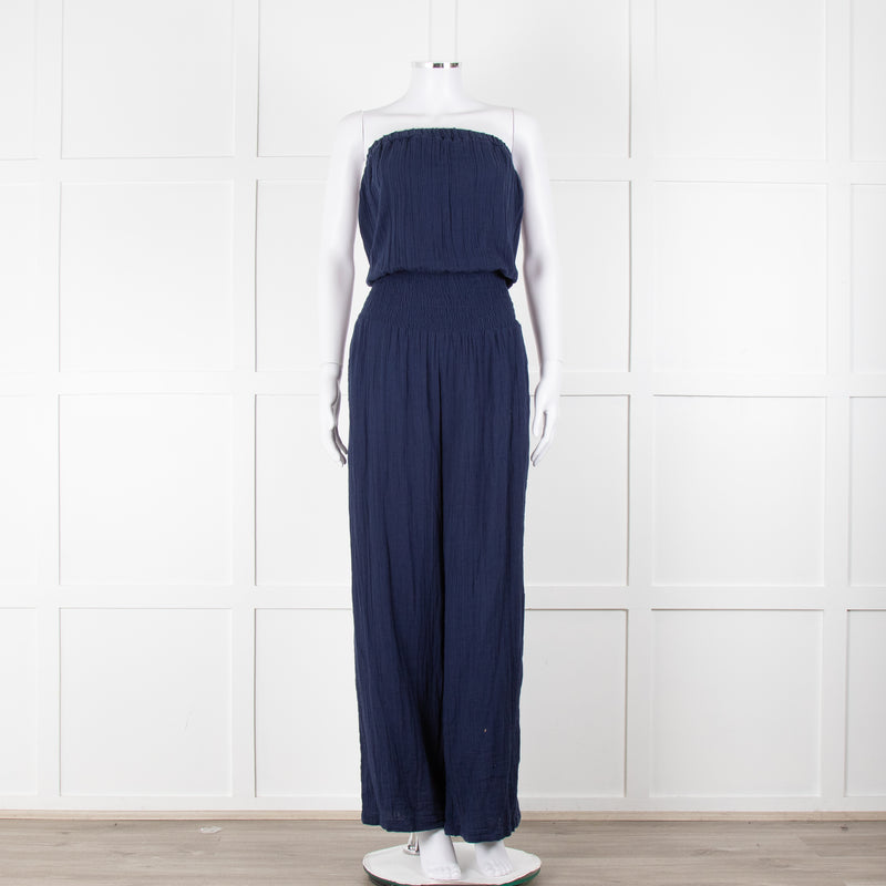 Melissa Odabash Navy Cotton Sleeveless Jumpsuit