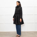 Miu Miu Black Skirt Hem Drawstring Zip Front Puffer Coat