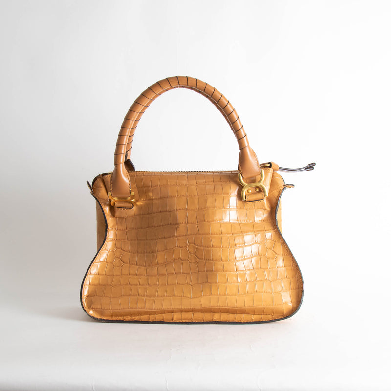 Chloe Tan Croc Effect Marcie Shoulder Bag